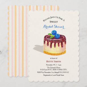 Hand Drawn Cake Dessert Sweet Cute Bridal Shower  Invitation
