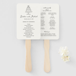Hand Drawn Cake Doodle Modern Wedding Program Fan