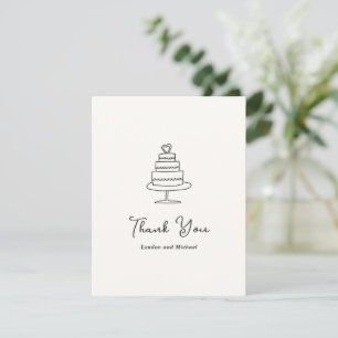 Hand Drawn Cake Doodle Modern Wedding Thank You Card