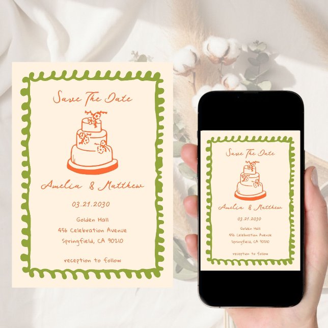 hand drawn Cake Doodle Whimsical Wedding  Invitation (Creator Uploaded)