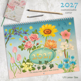 Hand Drawn Calendar Art Nouveau Flowers