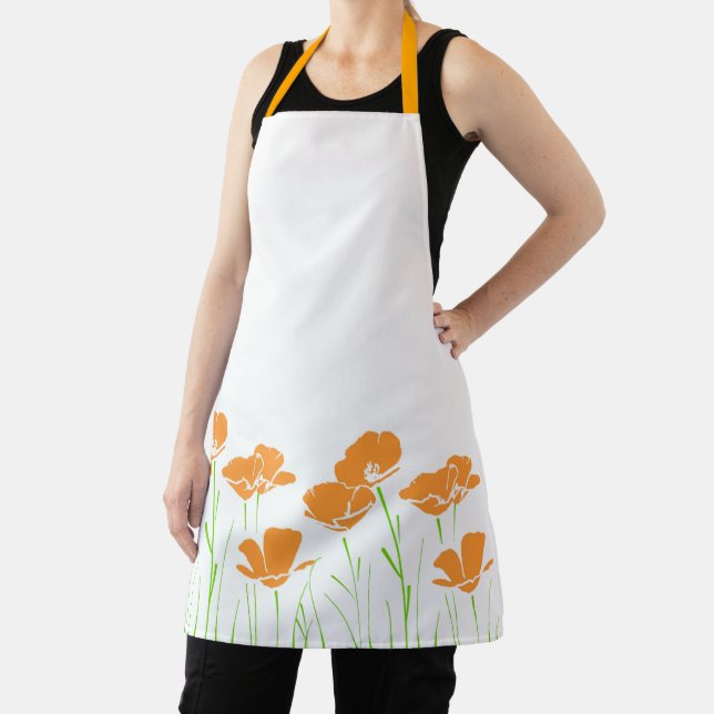Hand Drawn California Poppies   Apron (Insitu)