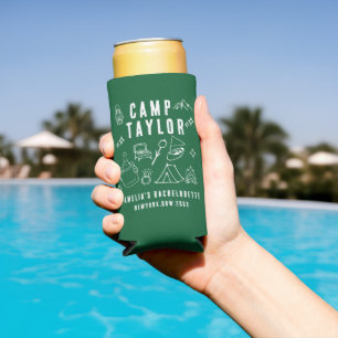 Hand drawn Camp Bachelorette Custom Can Cooler