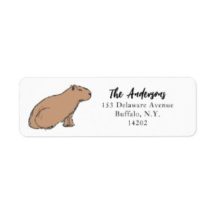 Hand-Drawn Capybara Cute Animal Return Address  Return Address Label