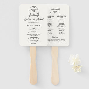 Hand Drawn Car Doodle Modern Wedding Program Fan