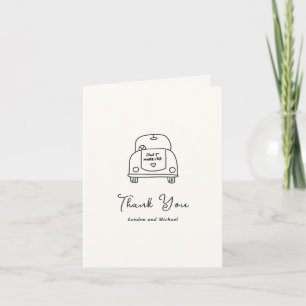 Hand Drawn Car Doodle Modern Wedding Thank You Card