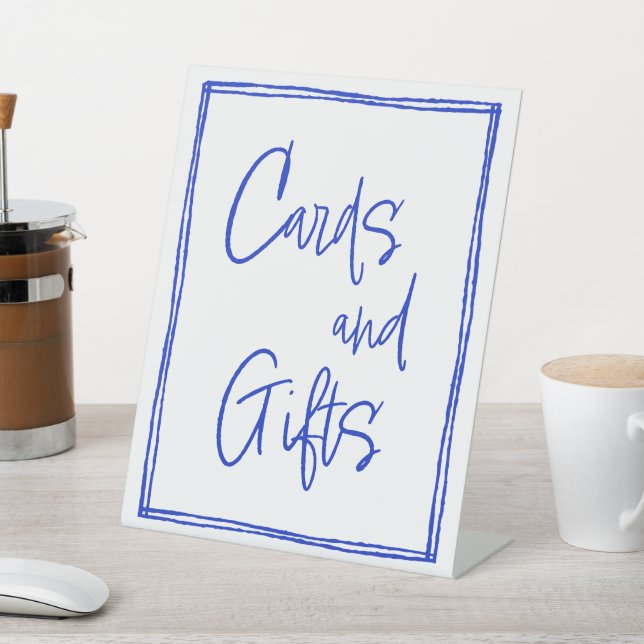 Hand Drawn Cards And Gifts Table Sign (In SItu)