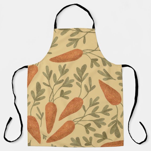 Hand-drawn carrots, colourful seamless pattern. apron (Front)