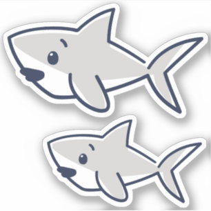 Hand-Drawn Cartoon Baby Shark Scrapbook Sticker