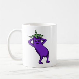 Hand Drawn Cartoon Cute Eggplants Posing Coffee Mug