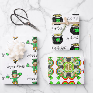 Hand drawn cartoon St Patrick's Day Wrapping Paper Sheet