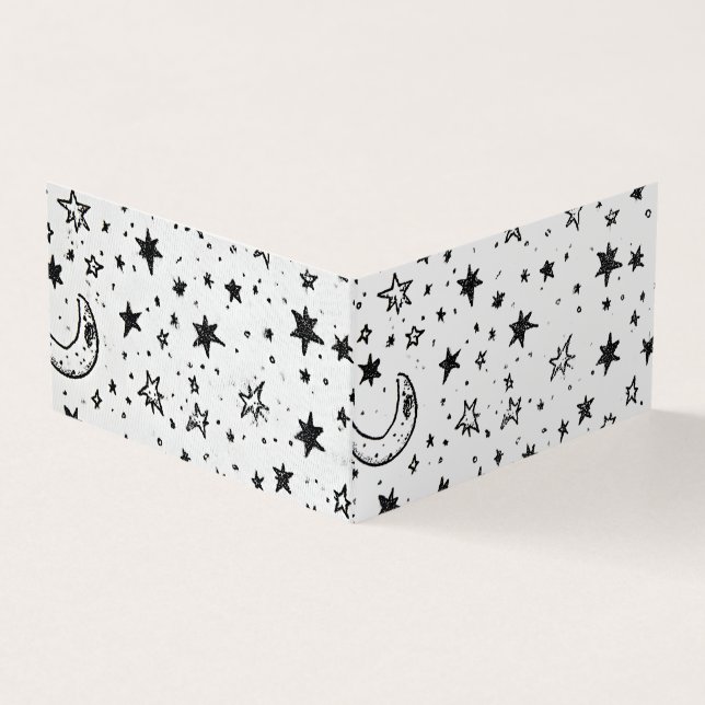 Hand Drawn Celestial Night Sky Pattern Business Card (Outside)