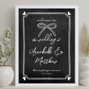 Hand Drawn Chalk Whimsical Wedding Welcome Sign