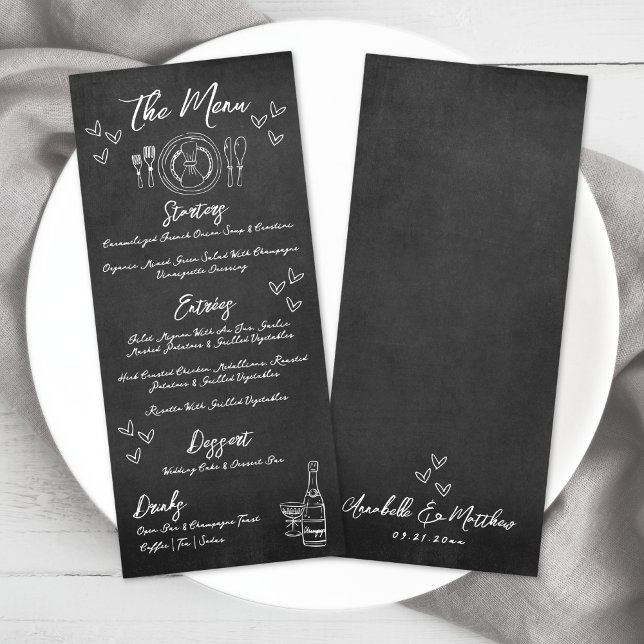 Hand Drawn Chalkboard Whimsical Wedding Menu (Hand Drawn Chalkboard Whimsical Wedding Menu)