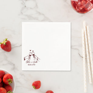 Hand Drawn Champagne Glass Wedding Napkins