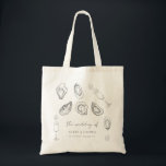Hand Drawn Champagne & Oysters Roast Wedding Favou Tote Bag<br><div class="desc">Surprise your guests with these elegant tote bags,  featuring drawn champagne,  oysters and editable details. Easily add your own details by clicking on the "personalise" option.</div>