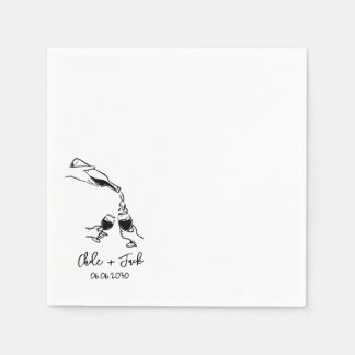 Hand Drawn Champagne Tower Glass Wedding Napkins