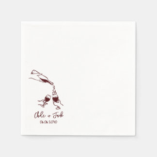 Hand Drawn Champagne Tower Glass Wedding Napkins