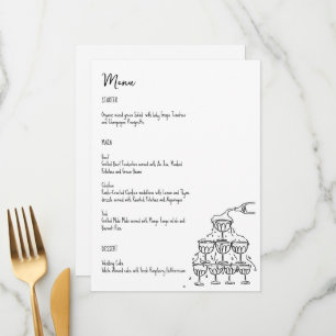 Hand drawn champagne tower Menu card