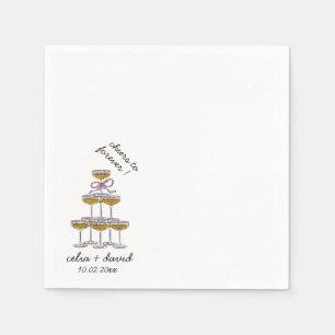 Hand drawn Champagne Tower Wedding Napkin