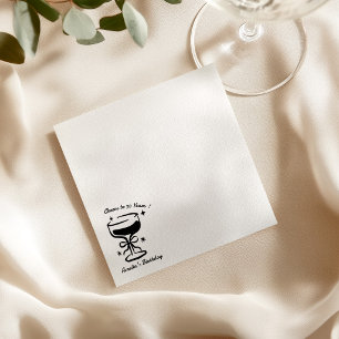 Hand Drawn Cheers Doodle Cocktail Birthday Party Napkin