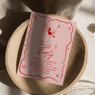 Hand  Drawn Cheers To Forty Quirky 40th Birthday Invitation