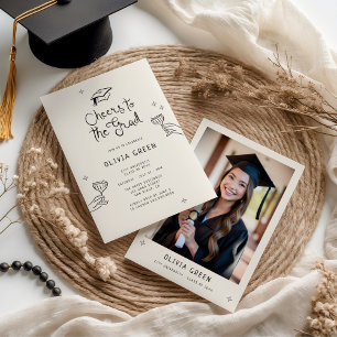 Hand Drawn Cheers to the Grad Graduation Invitation