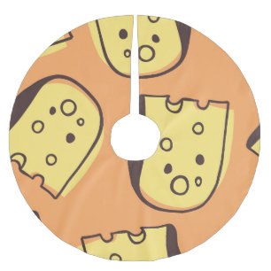 Hand-Drawn Cheese: Artistic Seamless Pattern. Brushed Polyester Tree Skirt