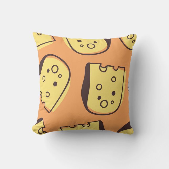 Hand-Drawn Cheese: Artistic Seamless Pattern. Cushion (Front)