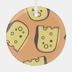 Hand-Drawn Cheese: Artistic Seamless Pattern. Glass Tree Decoration