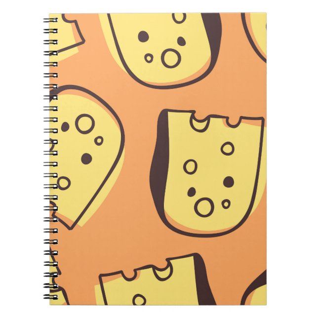 Hand-Drawn Cheese: Artistic Seamless Pattern. Notebook (Front)
