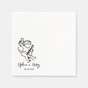 Hand Drawn Cherub Cupid Icon Wedding  Napkin
