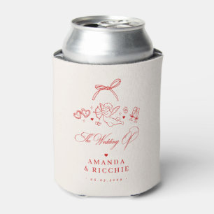Hand Drawn Cherub Vintage Cupid Wedding Favor Can Cooler