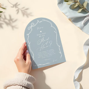 Hand Drawn Chic Bow Ribbon Maid of Honor Proposal Invitation
