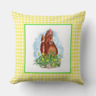 Hand drawn Chicken Art Cushion
