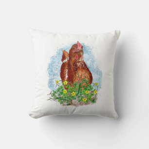 Hand drawn Chicken Art Cushion