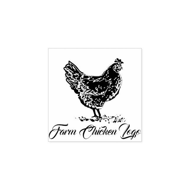 Hand Drawn Chicken Sketch Rubber Stamp (Imprint)