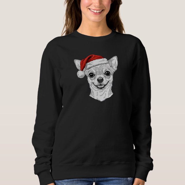 Hand-Drawn Chihuahua Christmas Custom Name Dog Sweatshirt (Front)