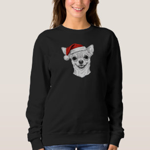 Hand-Drawn Chihuahua Christmas Santa Dog Portrait Sweatshirt
