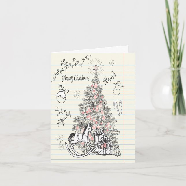 Hand Drawn Child's Scribble Christmas Tree Card (Front)