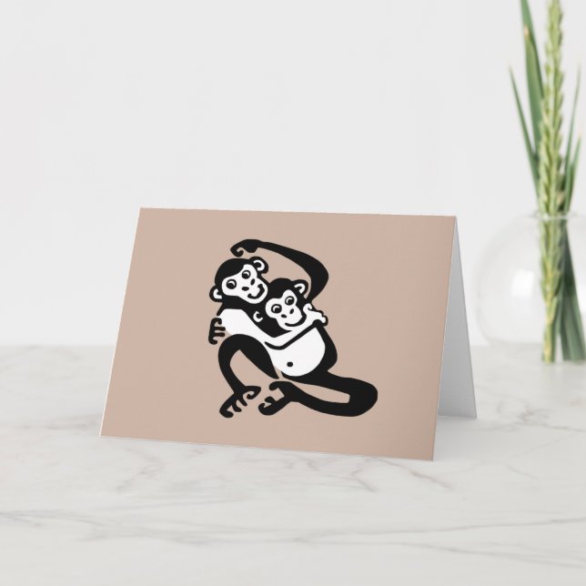 Hand drawn CHIMPANZEE- Bonobo - Wildlife - Primate Card (Front)