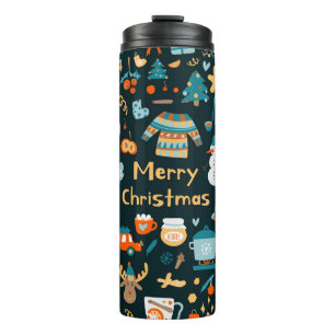 Hand-drawn Christmas and New Year elements. Thermal Tumbler