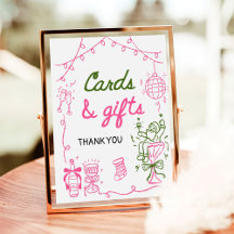 Hand Drawn Christmas Bridal Shower Cards and Gifts