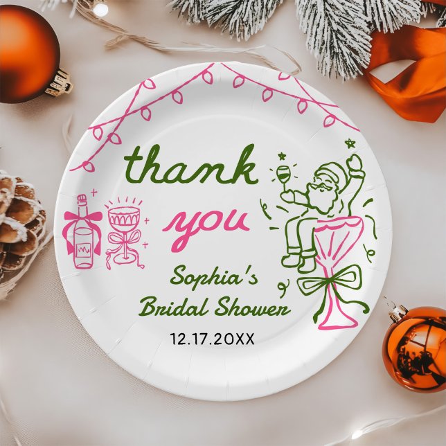 Hand Drawn Christmas Bridal Shower Paper Plate (Creator Uploaded)