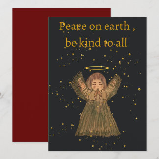 Hand drawn Christmas card , Angel , cute,