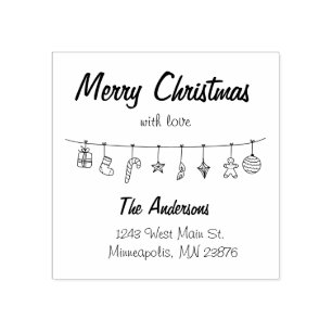Hand drawn Christmas Decoration Return Address Rubber Stamp