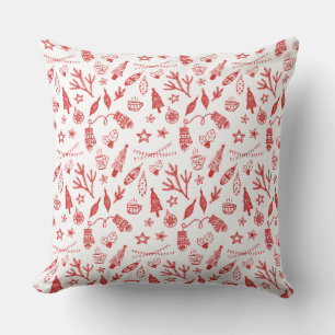 Hand Drawn Christmas Decorations Holiday Set Cushion
