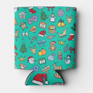 Hand Drawn Christmas: Festive Seamless. Can Cooler