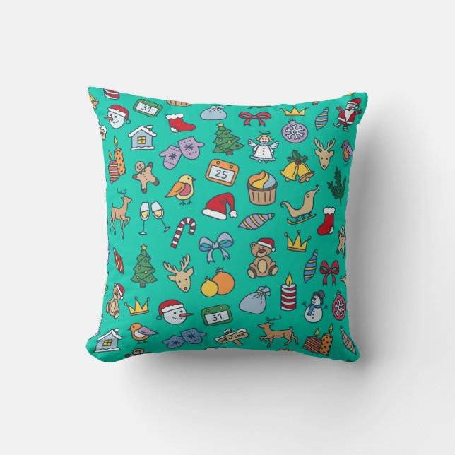 Hand Drawn Christmas: Festive Seamless. Cushion (Front)