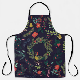 Hand-drawn Christmas florals: vintage collection Apron